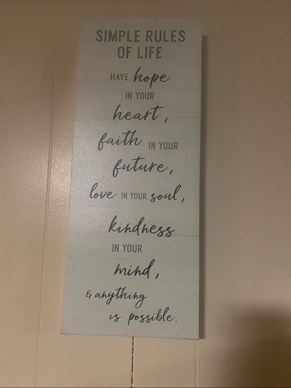 Simple Rules of Life Wall Art - White and Black Inspirational Canvas Picture